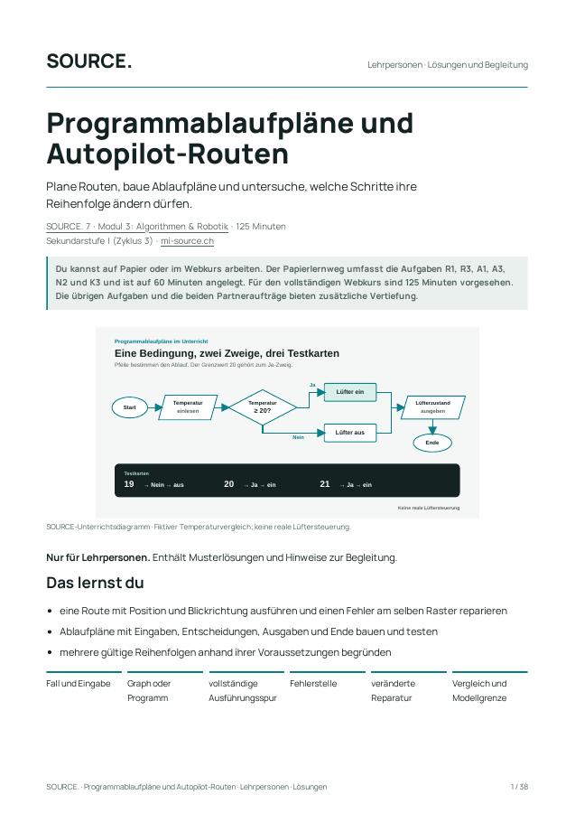 Vorschau der überarbeiteten Lehrerfassung «Programmablaufpläne und Autopilot-Routen»